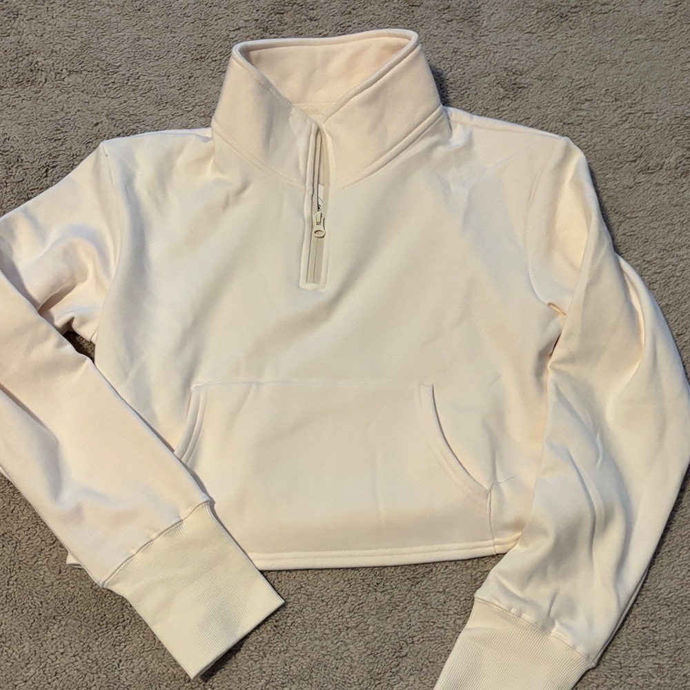 Senita Athletics Cream High-Neck Sweatshirt